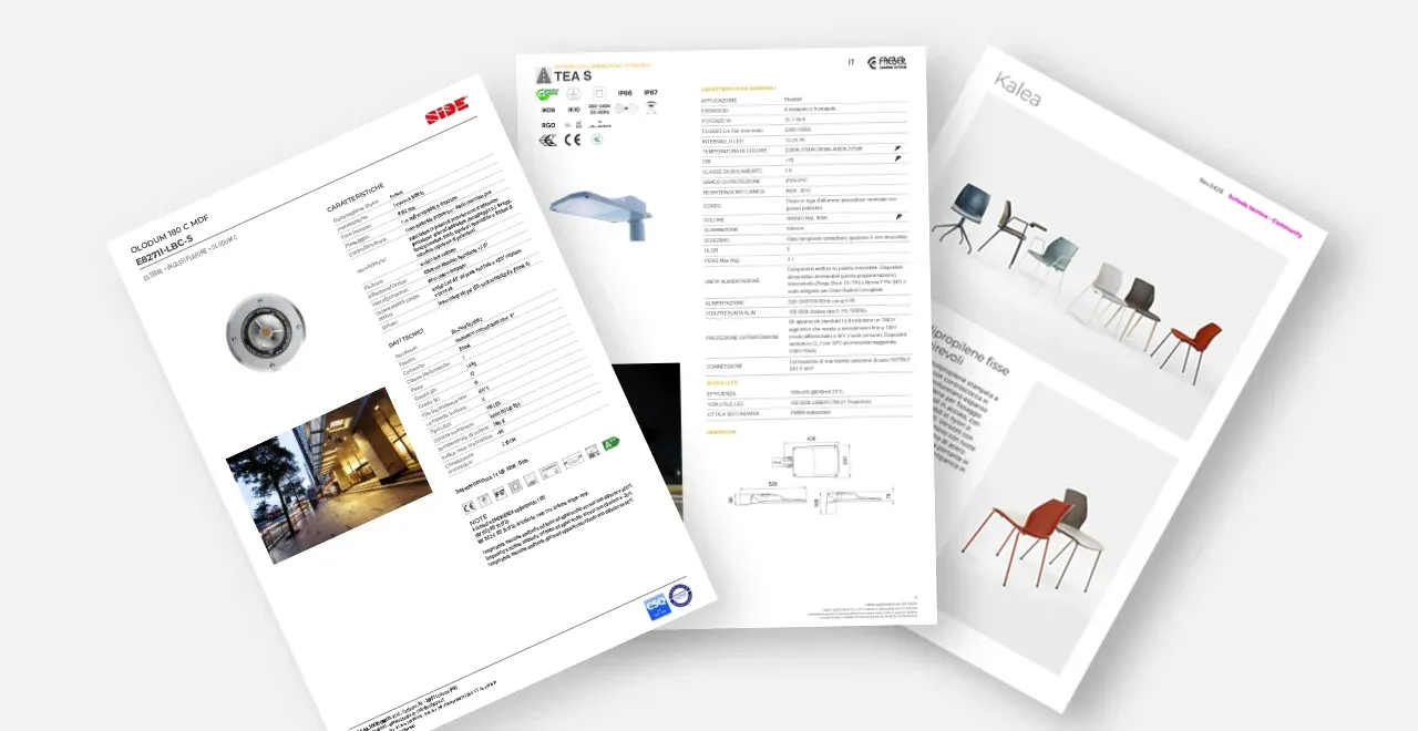 Schede tecniche e documentazione per la rete vendita